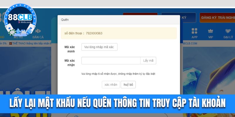 Lấy lại mật khẩu nếu quên thông tin truy cập tài khoản