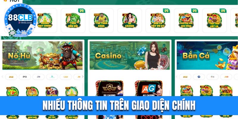 Nhiều thông tin trên giao diện chính