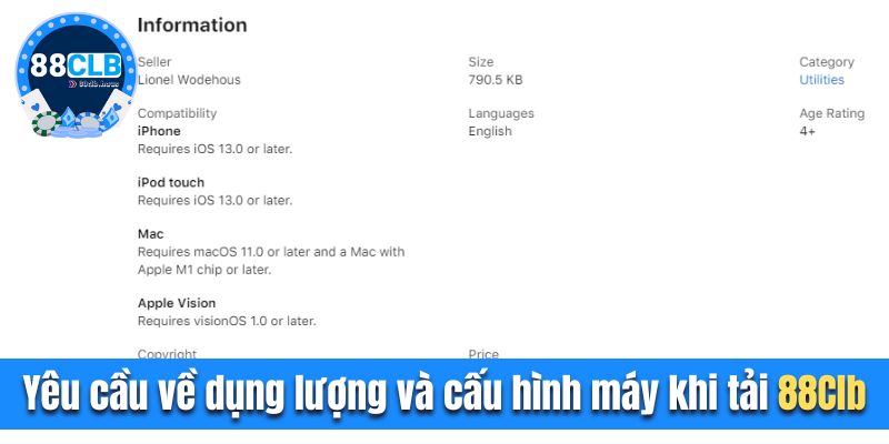 Yêu cầu về dụng lượng và cấu hình máy khi tải 88CLB